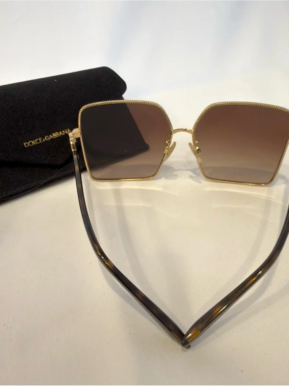 Dolce & Gabbana Gold Square Gradient Sunglasses DG Logo | Authentic